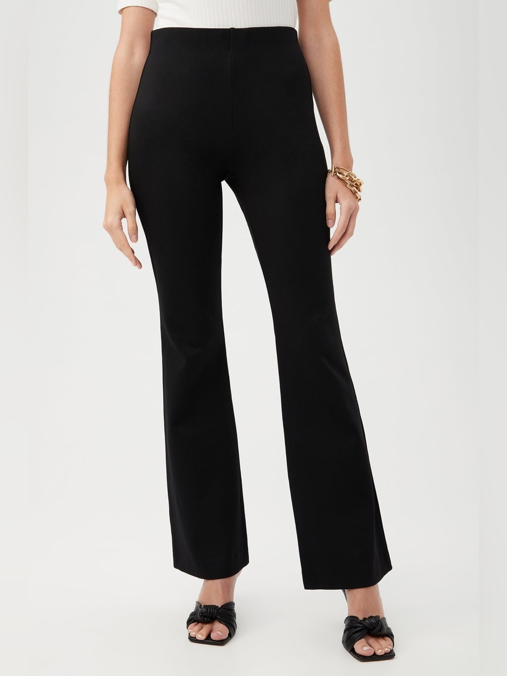 Trina Turk Chimayo Tropical Ponte Kick Flare Pants Black Size 10